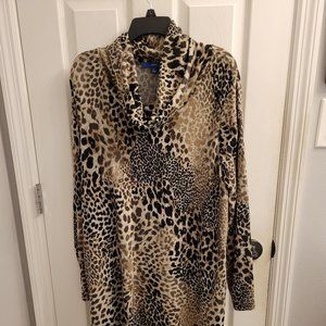 Womens XL Leopard print long sleeve dress